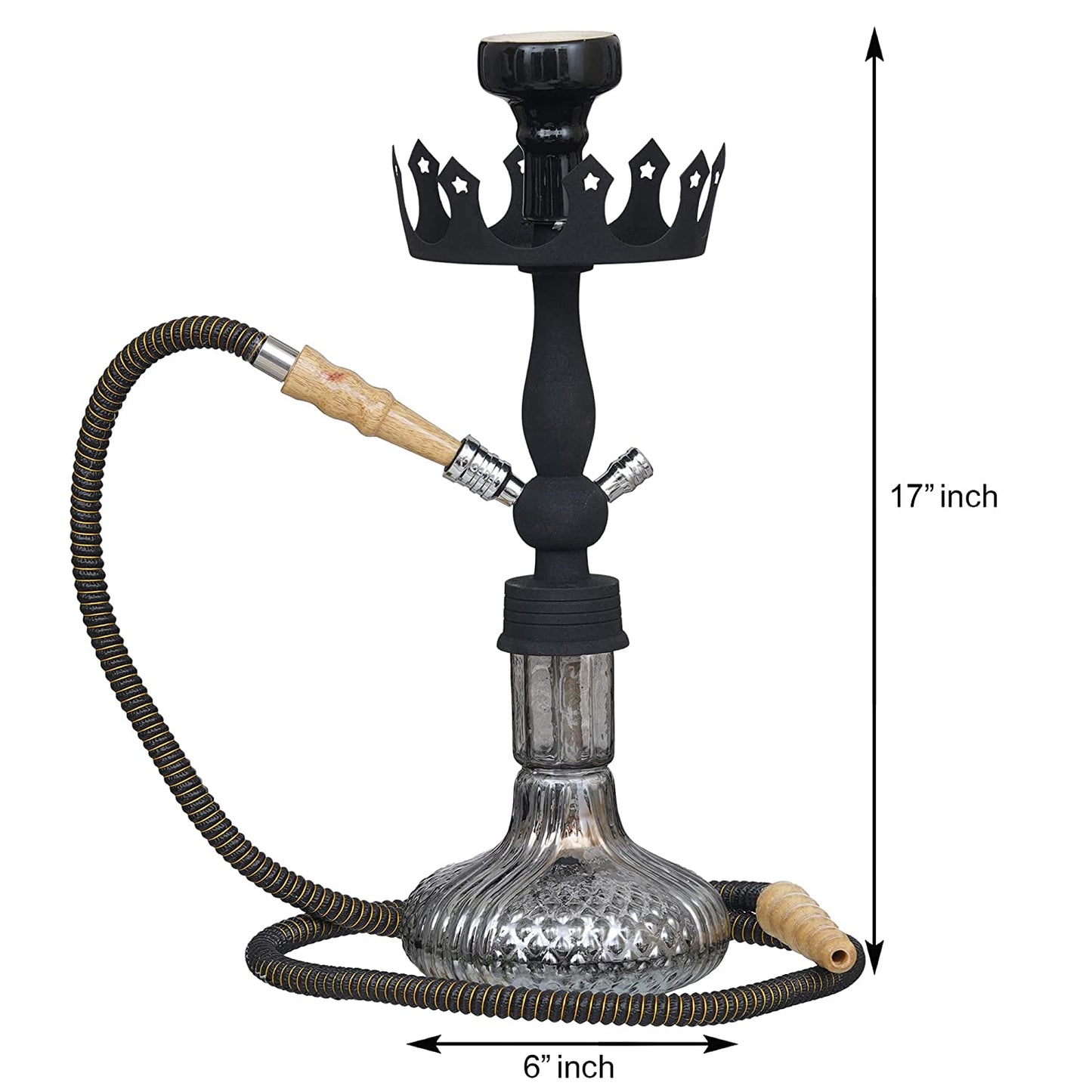 JaipurCrafts Antique King Designer Black Russian Hookah Set for Home Decor (17" Inches)