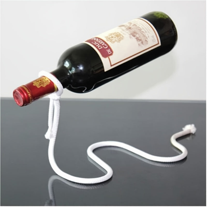 1 Pc Elegant White European-Style Wine Rack - Creative Magic Floating Design with Iron Wire, Perfect for Display & Storage, Grape, Wine Cabinet