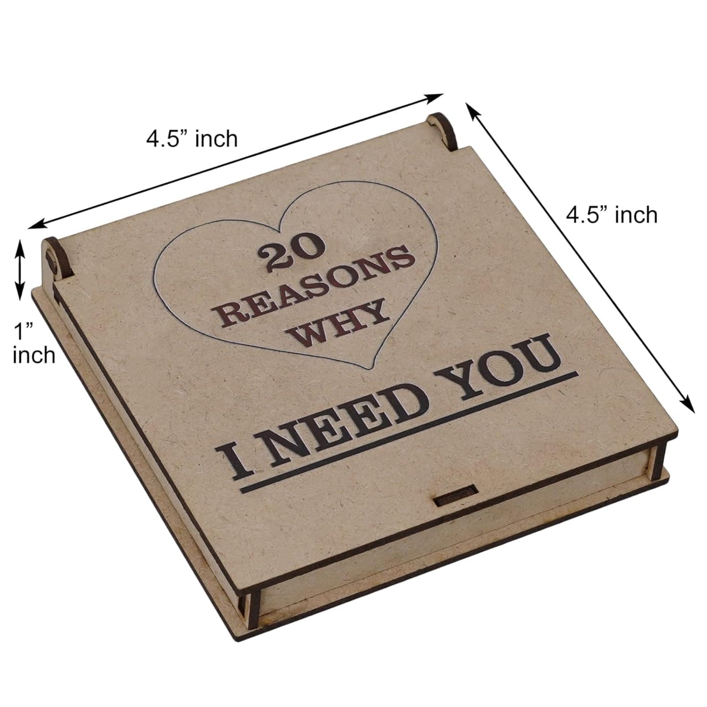 JaipurCrafts Premium I love You Greetings Cards for Couples - Love Gift Box 20 Cards with Reasons Why I Love You in Message Box,Valentine's Day, Gift For Girlfriend/Boyfriend Wooden Gift Box 4.5"