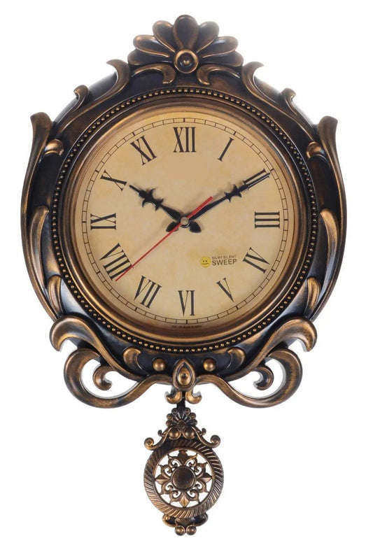 WebelKart Decorative Retro High Quality Designer Antique Pendulum Wall Clock (16 in x 12 in- Gold)