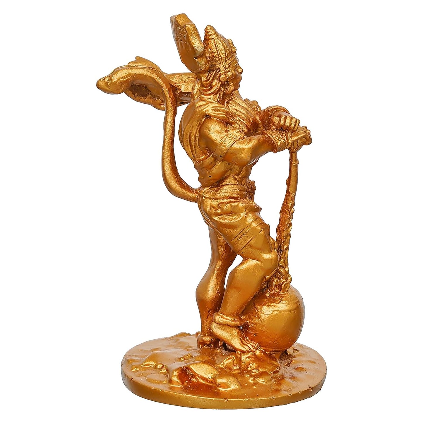 Webelkart Premium Resin Gold Lord Hanuman Ji/Balaji Ji/Bajrang Bali Idol Statue for Home/Office Decor,Hanuman Ji Murti for Puja Room, Hanuman Idol for car Dashboard (4.5" Inches)