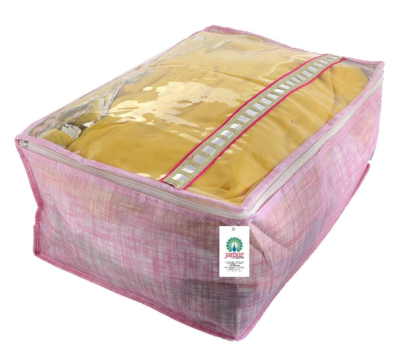 JaipurCrafts 12 Pieces Flowers Print Non Woven Saree Cover Set, Purple (45 x 35 x 23 cm)