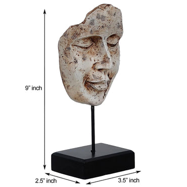 Webelkart Poly Resin Human Face Sculptures Showpieces On Stand Showpiece for Home Decoration Living Room Bedroom Office Décor (White Gold, 9 Inches)