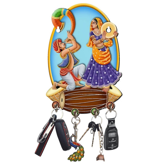 Webelkart Antique Rajasthani Designer Wooden Key Holder for Home/Office Decor, Key Hanger for Wall Decor,Key Holder for Home and Living Room Home Decor Item (11" Inches)