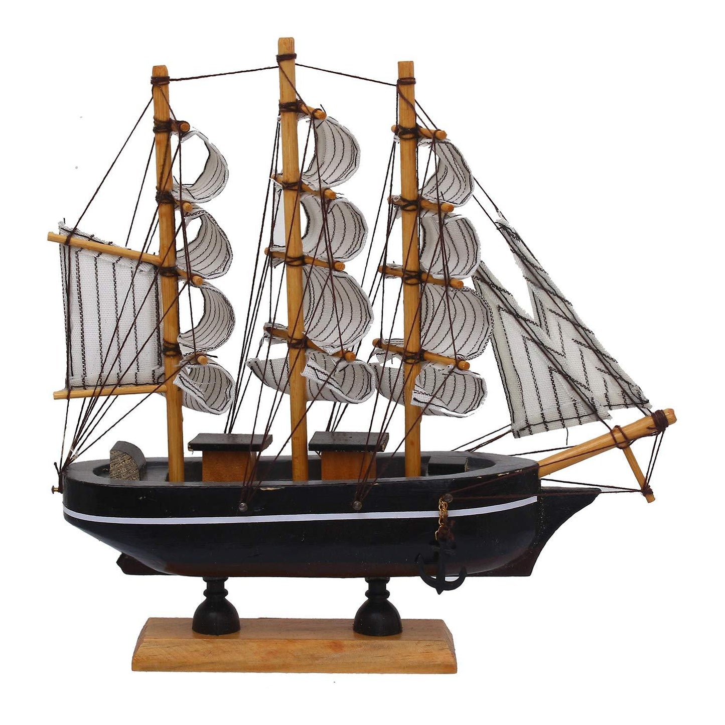 JaipurCrafts Wood, Paper Antique Lucky Decorative Sailing Ship Showpiece, 24 CM, Multicolour, 1 Piece