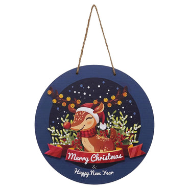 Webelkart Merry Christmas and Happy New Year Printed Wall Hanging/Door Hanging for Home and Office Decor Christmas Decorations Items (Multi Color_14.5 inches)