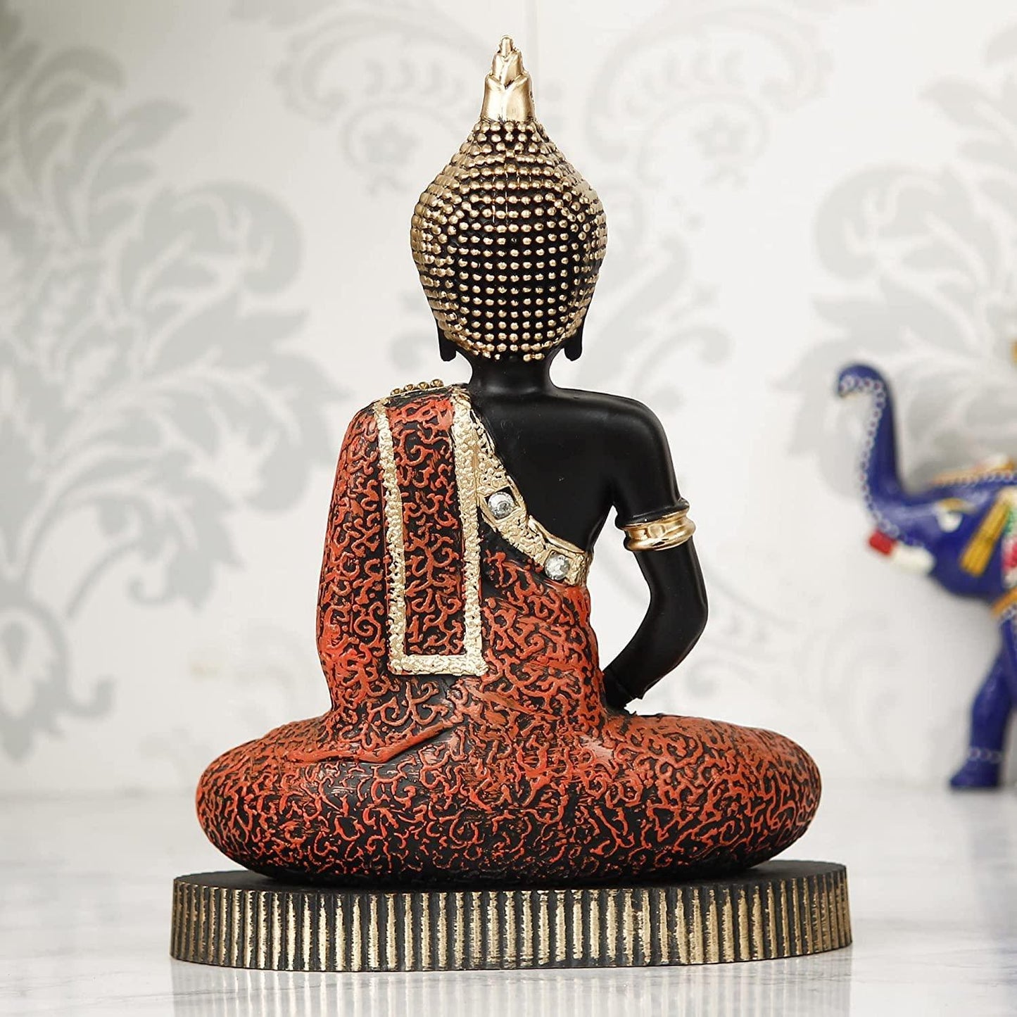 Webelkart Premium Meditating Sitting Gautam Buddha Idol Statue Showpiece for Home/Office Decor (9 Inches, Plastic)