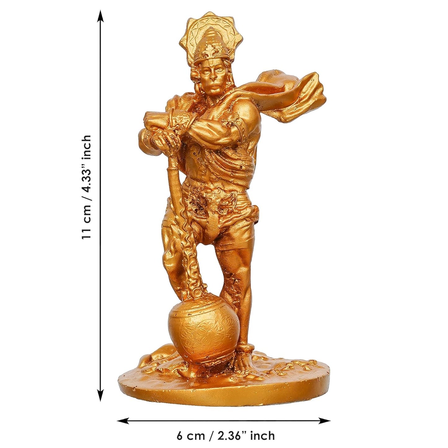Webelkart Premium Resin Gold Lord Hanuman Ji/Balaji Ji/Bajrang Bali Idol Statue for Home/Office Decor,Hanuman Ji Murti for Puja Room, Hanuman Idol for car Dashboard (4.5" Inches)