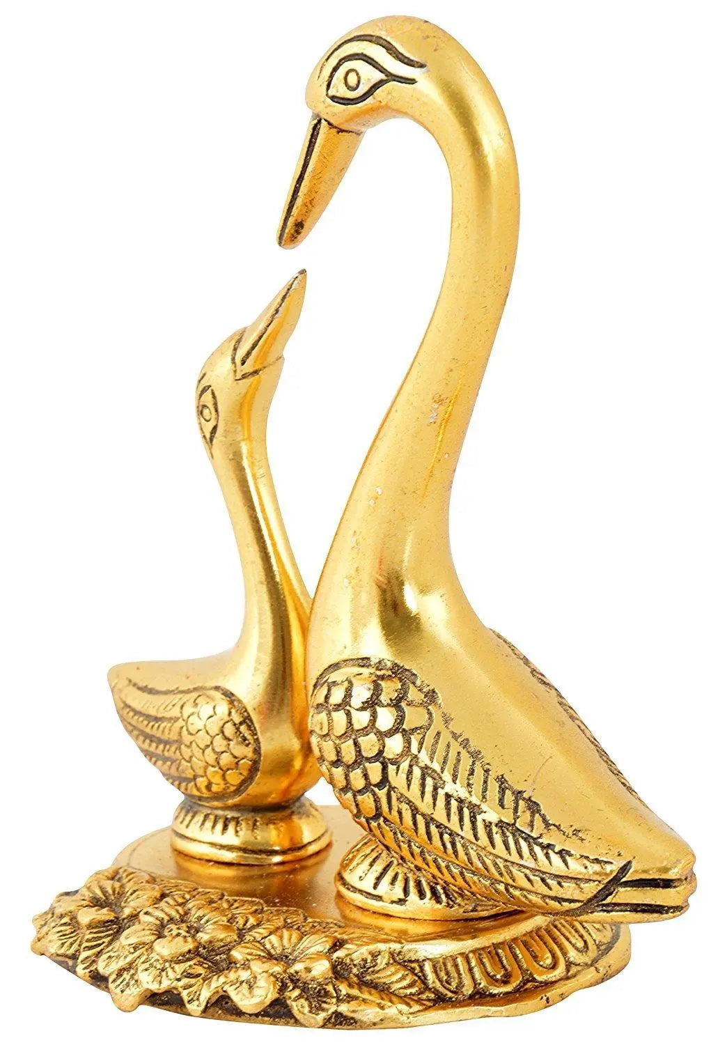 JaipurCrafts WebelKart Pair of Kissing Duck Showpiece (Gold On Stand 6 Inch)