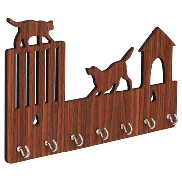 Webelkart Customised Cat Designer Wooden Key Chain Holder for Home and Living Room Decor| Key Holder for Home Decor Key Stand