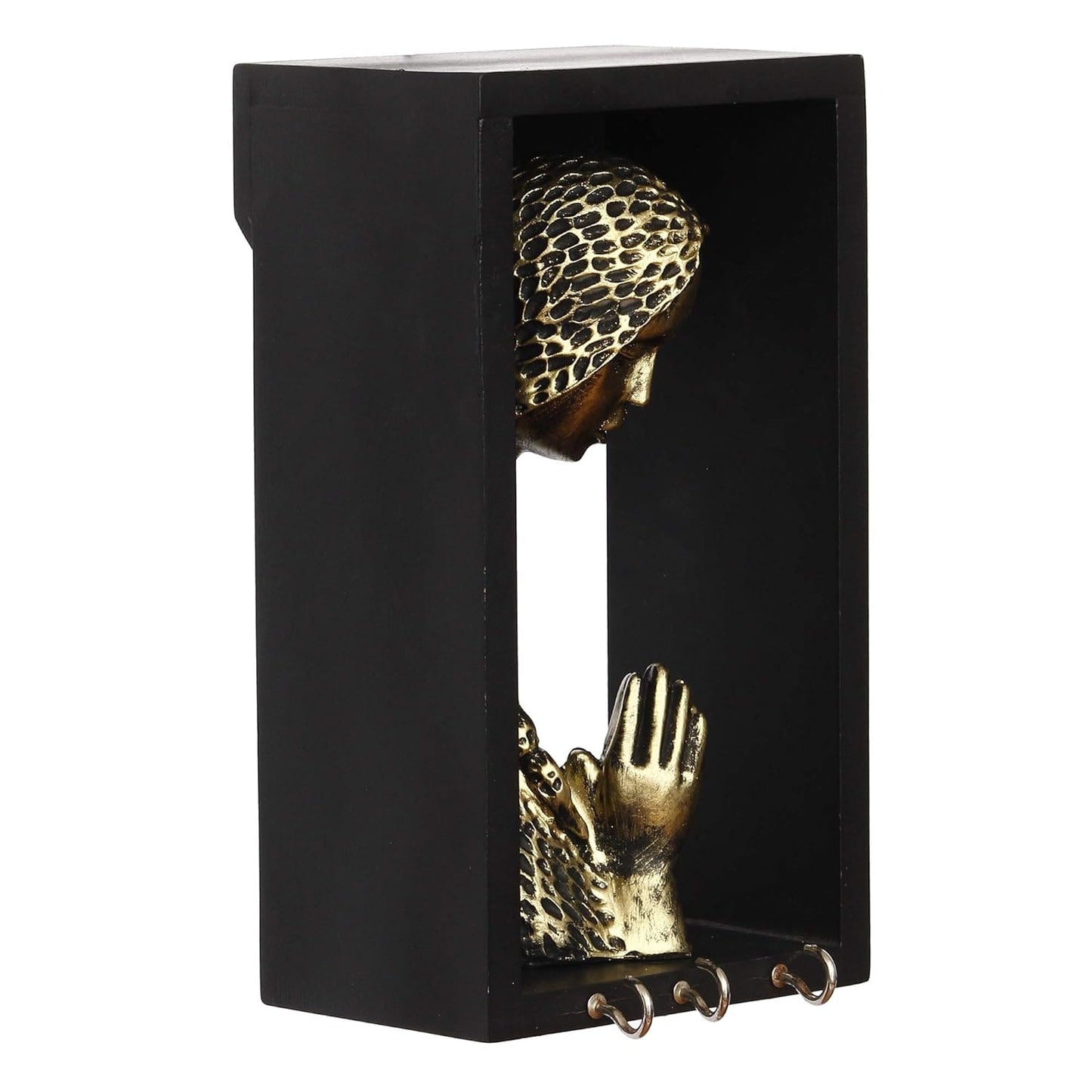 JaipurCrafts Beautiful Welcome Lady Showpiece Figurine with Wooden Shelf and Key Hanger (9.50" x 4.00" x 5.00") (Polyresine, Wood)
