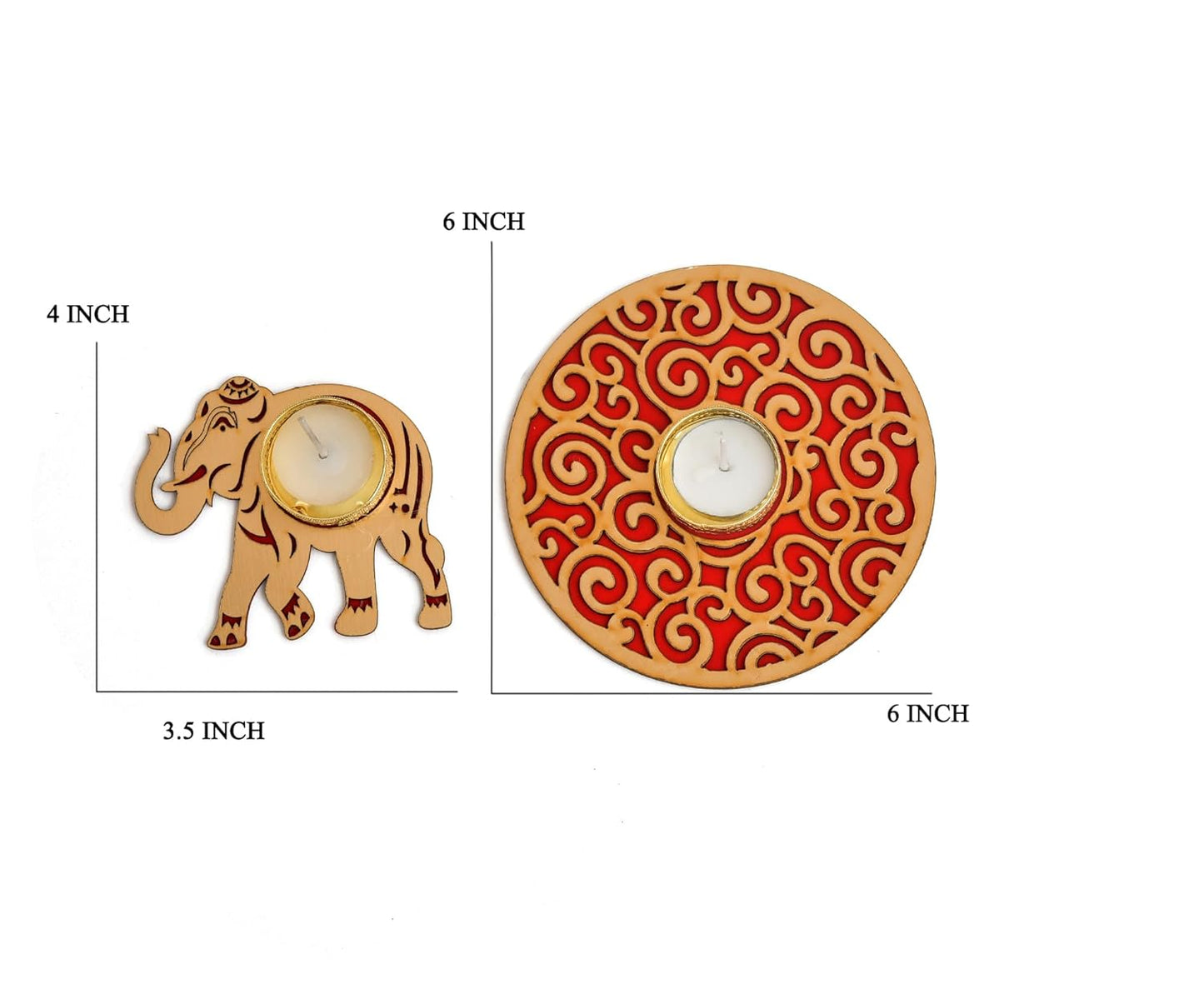 Webelkart Premium Elephant Rangoli Tealight Candle Holder Diwali Gift Item, Festival Decorative Item, Diwali Home Decoration Diya Pooja Decor Item (Set of 10) (Model-2)
