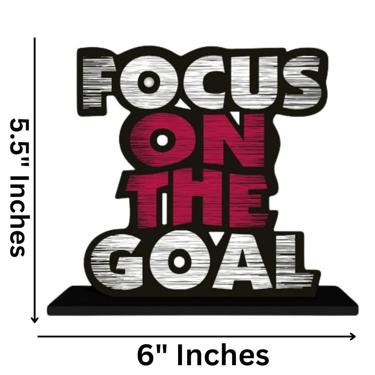 JaipurCrafts Premium Wooden Focus On The Goal Motivational Quotes Table Decoration for Office Desk | Home Decor Item | Living Room | Modern Art Wood Showpiece Gift Items