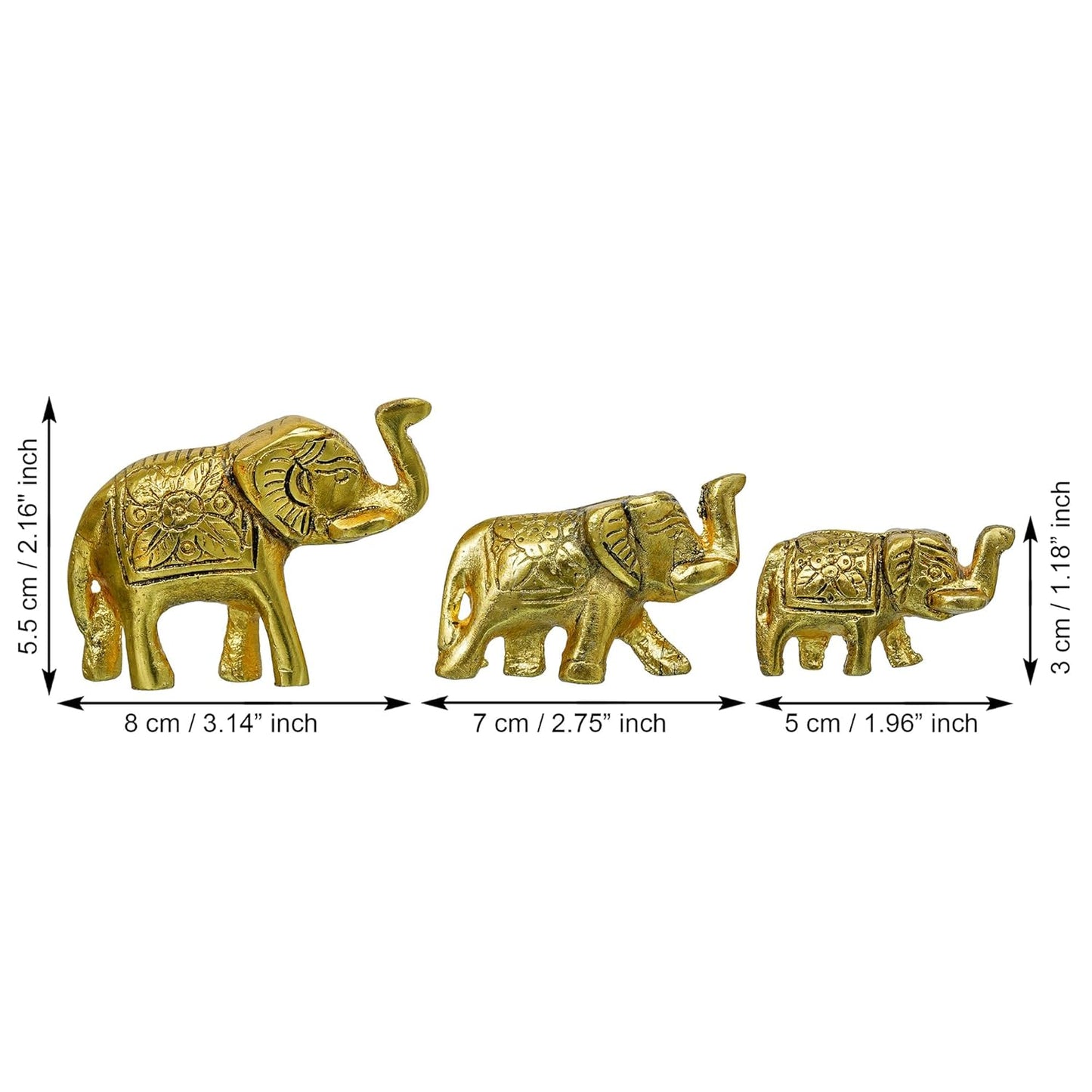 Webelkart Premium Set of 3 Elephant Family Statue Showpiece for Home Decor, Animal Figurines for Office |Table & Gift Article,Fengshui Vastu Lucky Decorative Items