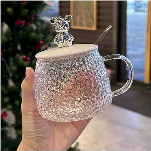Nordic Textured Glass Teddy Mug