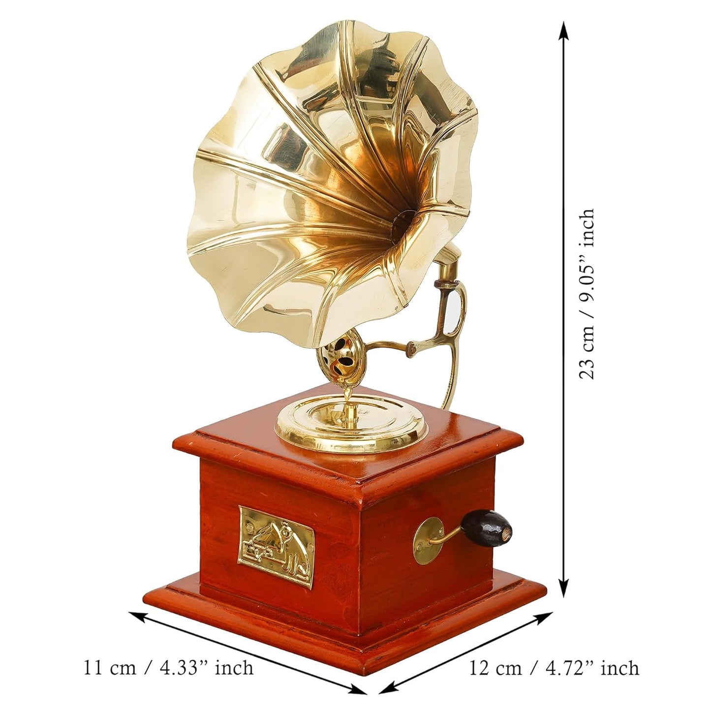 JaipurCrafts Premium Handicrafts Brass Sparkle Gramophone Showpiece for Home and Office Decor| Gift Item for Living Room - Table Decor Item (9.5" Inches Brown)