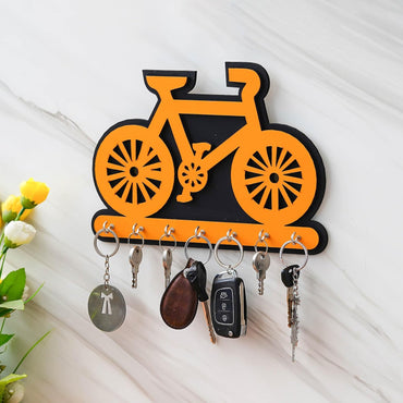 Webelkart Beautiful Cycle Designer Wooden Key Holder for Home/Office Decor- Home Decor Items for Wall,Wall Mounted Key Holder for Home Decor (11" Inches)