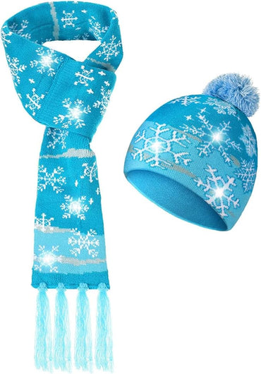 Snowflick LED hat & Scarf, Christmas Light Up