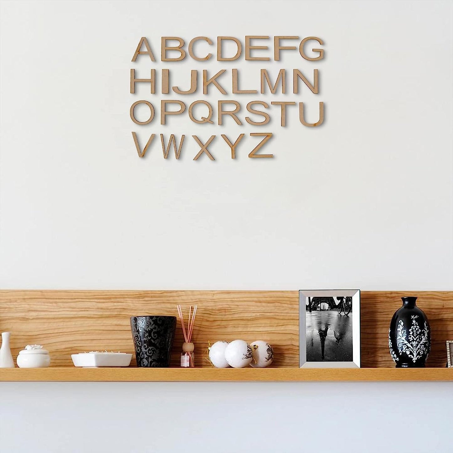 Webelkart Premium Laser Cut 26 PES Capital Alphabet Letter for Kids Learning Gift/Wall Decor/Letter Board/School Board (Wood Colour)