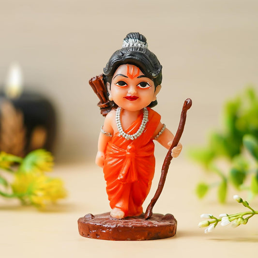 Webelkart Antique Resin Lord Shree Ram Ji Idol Statue for Car Dashbord,Little Ram Ji ki Murti with Dhanush Teer Kaman Figurin for Pooja Room, Cute Ram Ji Ki Murti (4.13" Inches)