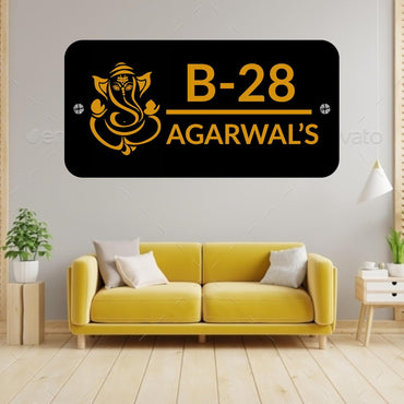 Webelkart Premium Customised Acrylic House Name Plate For Home Entrance Outdoor - 10 X 5 Inches, Black