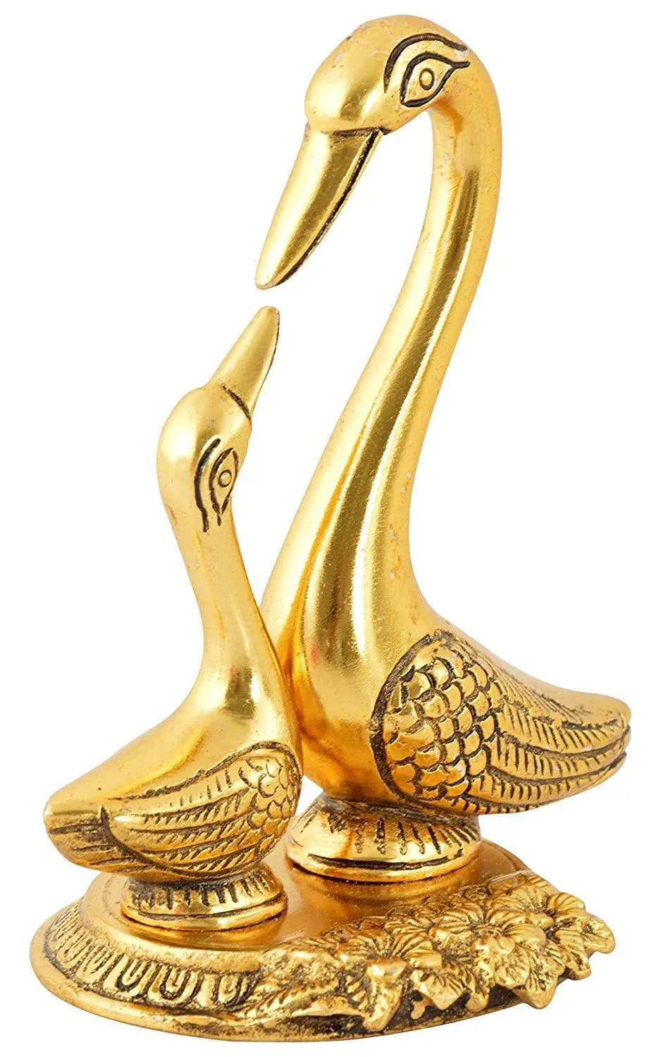 JaipurCrafts WebelKart Pair of Kissing Duck Showpiece (Gold On Stand 6 Inch)