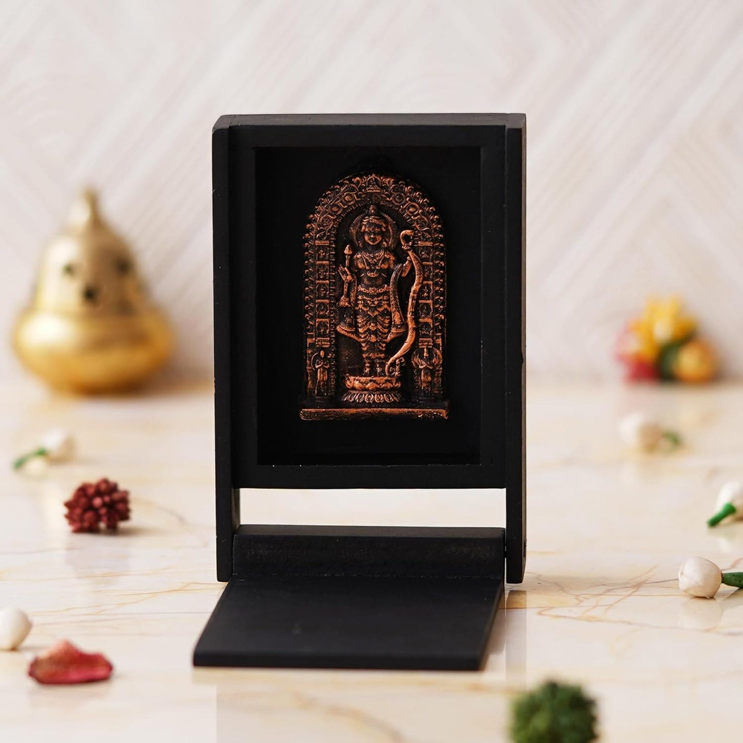 Webelkart Premium Ram Lalla Statue for Home Decor | Ram Lalla Idol Ayodhya Shree Ram Murti Showpiece Car Dashbord (5.11" Inches-Resin) Copper