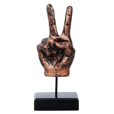 Webelkart Polyresin Modern Hand Gesture Desk Statues Human Finger Polyresin Showpiece Statue On Iron Stand