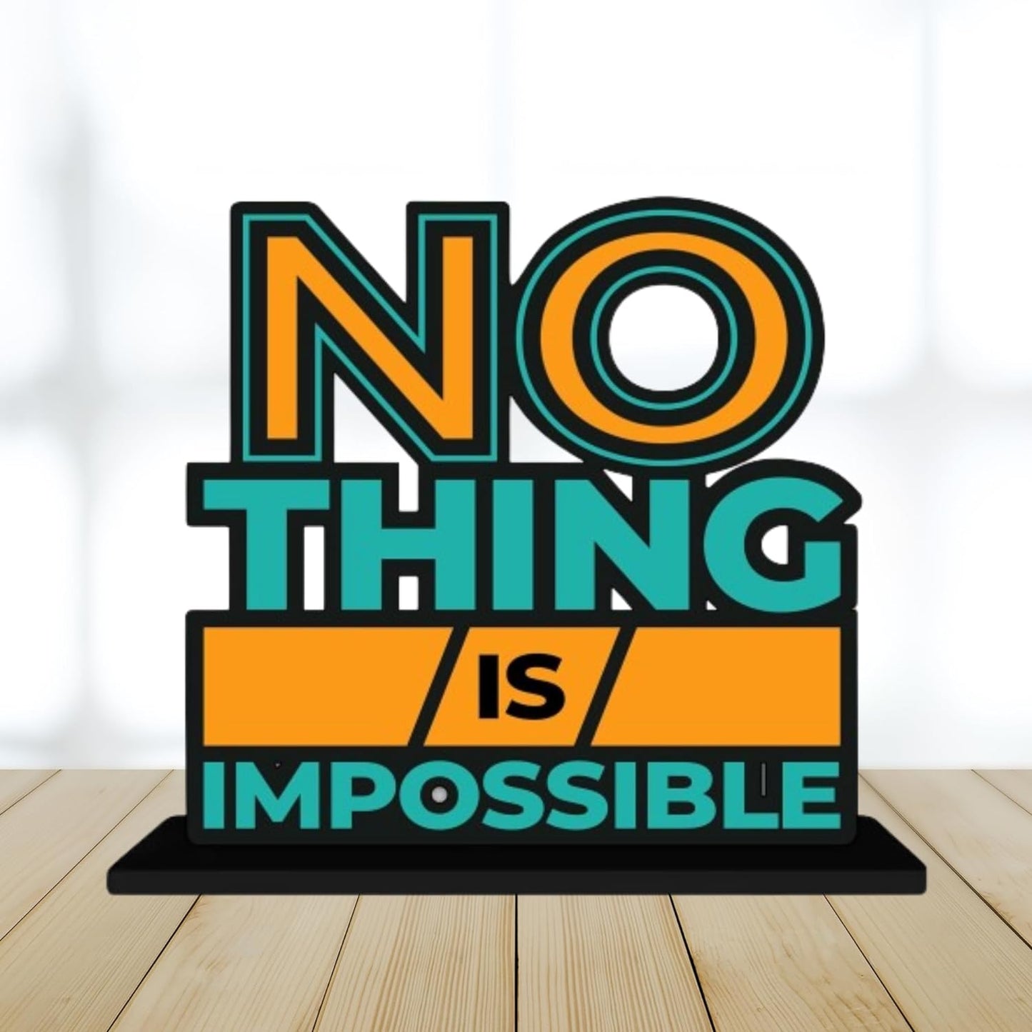JaipurCrafts Wooden Nothing is Impossible Motivational Quotes Table Decoration for Office Desk | Home Decor Item | Living Room | Modern Art Wood Showpiece Gift Items