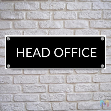 Webelkart Premium Acrylic HEAD OFFICE Name Plate for home and office entrance door, Name Plates for commercial Spaces - 9 x 3 inches