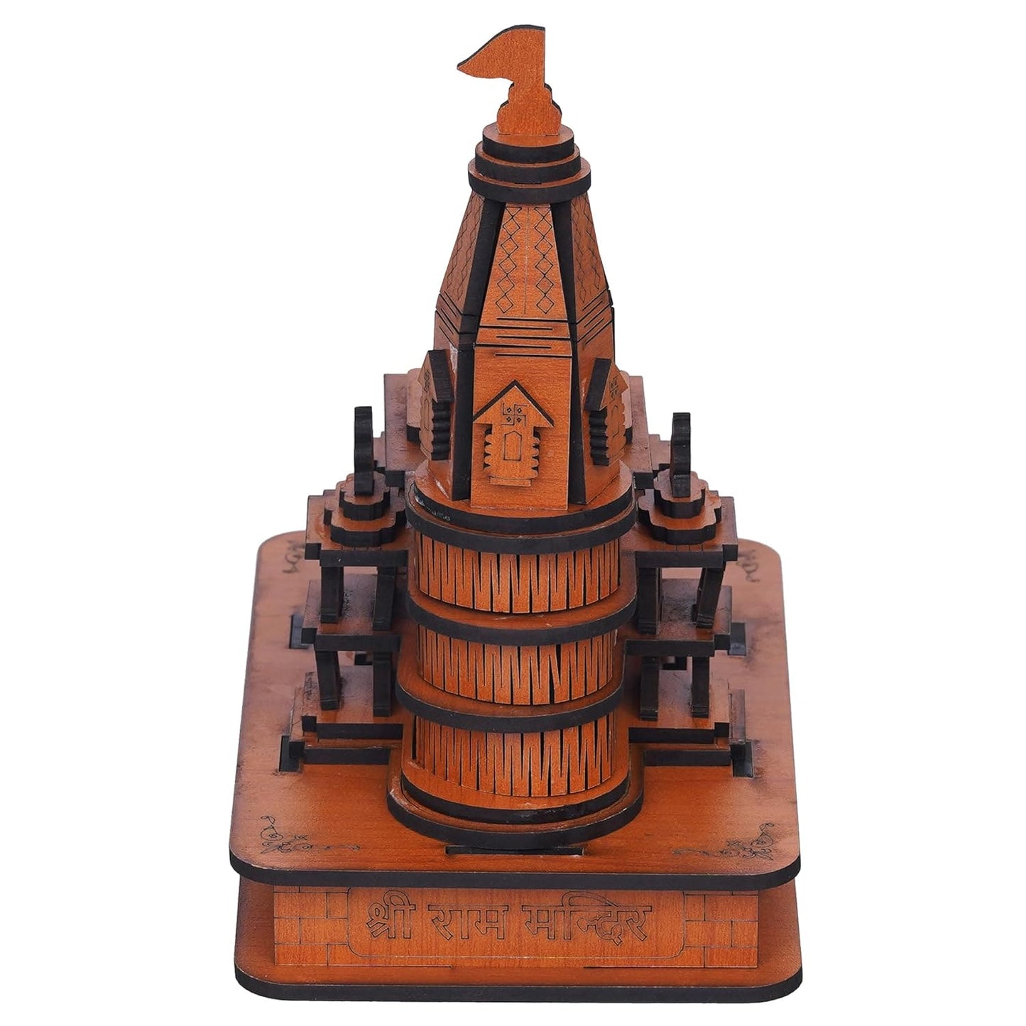 Webelkart Premium Ram Mandir Ayodhya Temple Plywood Mandir Pooja Room Home Decor Office/Home Temple Wooden (7" Inches) Wood Color