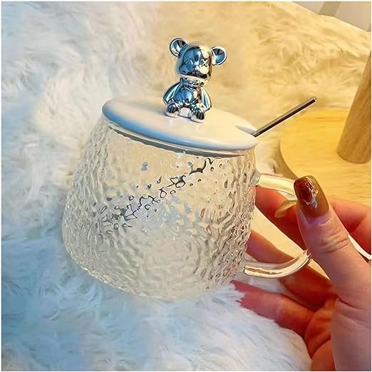 Nordic Textured Glass Teddy Mug