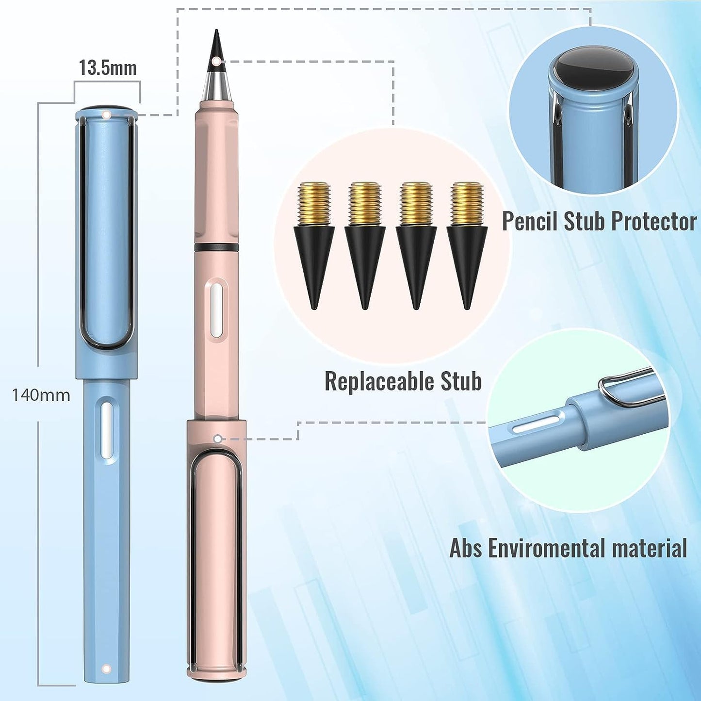 EverWrite: Reusable Inkless Pencil (Pack of 4) – Everlasting Infinity Pencil with Eraser for Writing, Sketching & Drawing