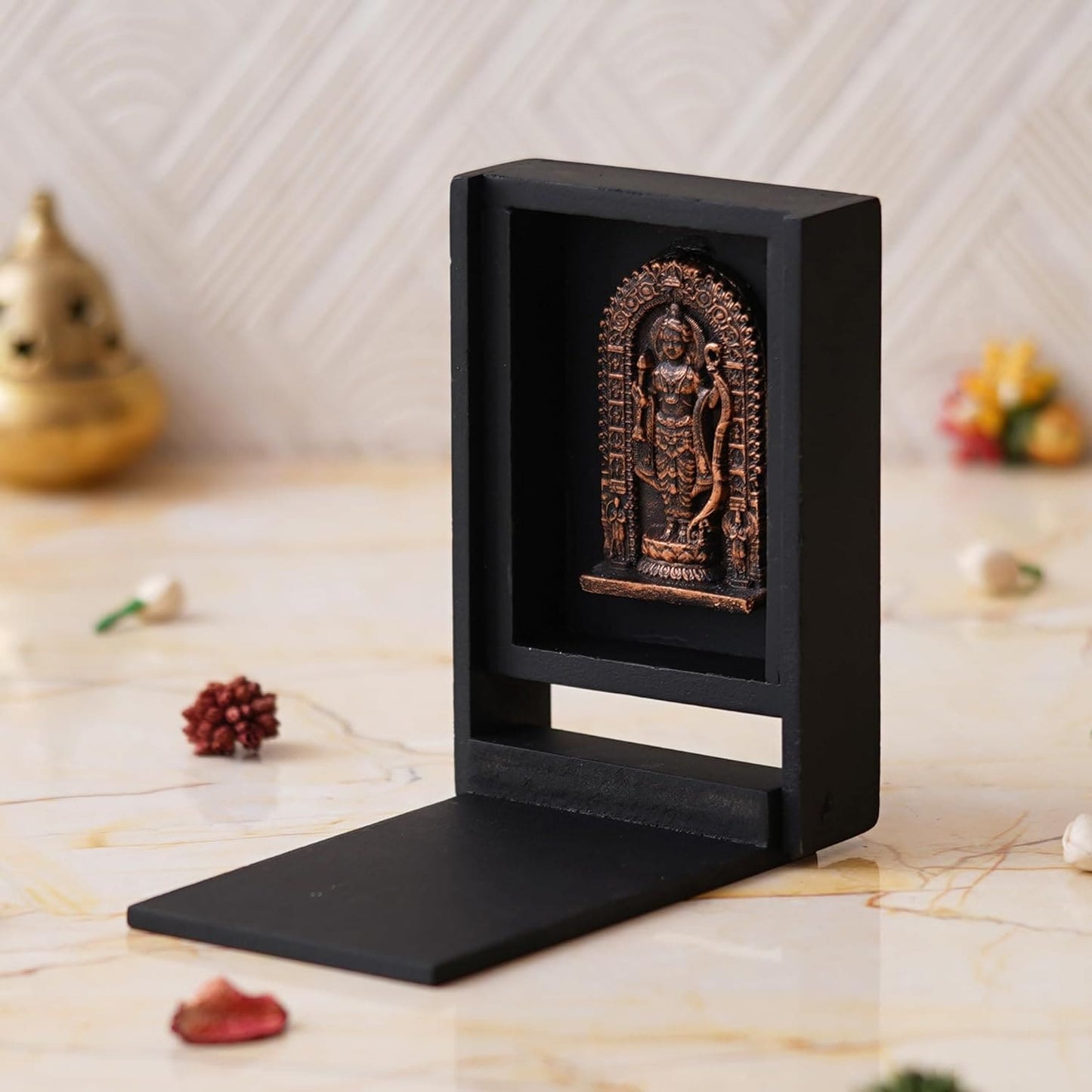 Webelkart Premium Ram Lalla Statue for Home Decor | Ram Lalla Idol Ayodhya Shree Ram Murti Showpiece Car Dashbord (5.11" Inches-Resin) Copper