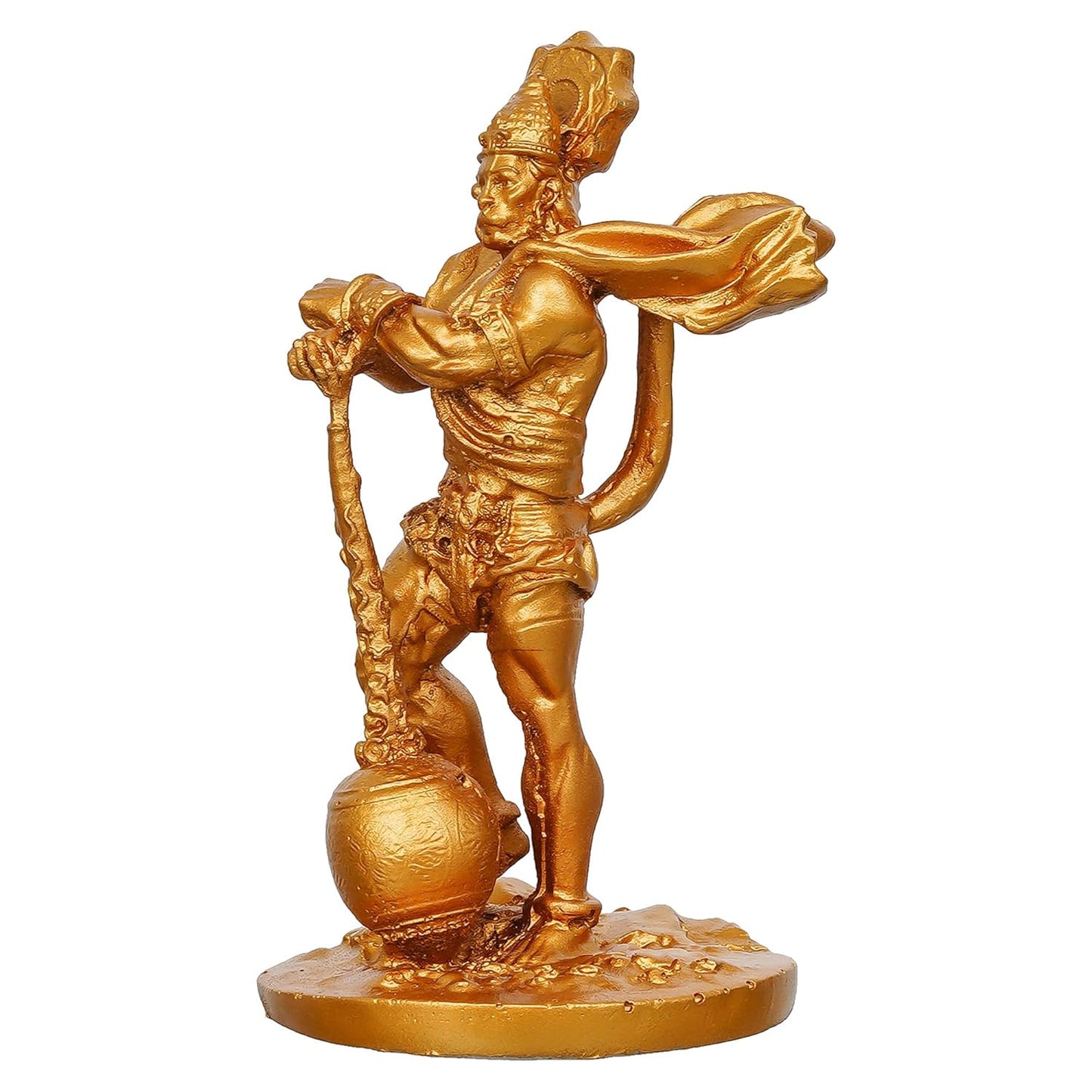Webelkart Premium Resin Gold Lord Hanuman Ji/Balaji Ji/Bajrang Bali Idol Statue for Home/Office Decor,Hanuman Ji Murti for Puja Room, Hanuman Idol for car Dashboard (4.5" Inches)