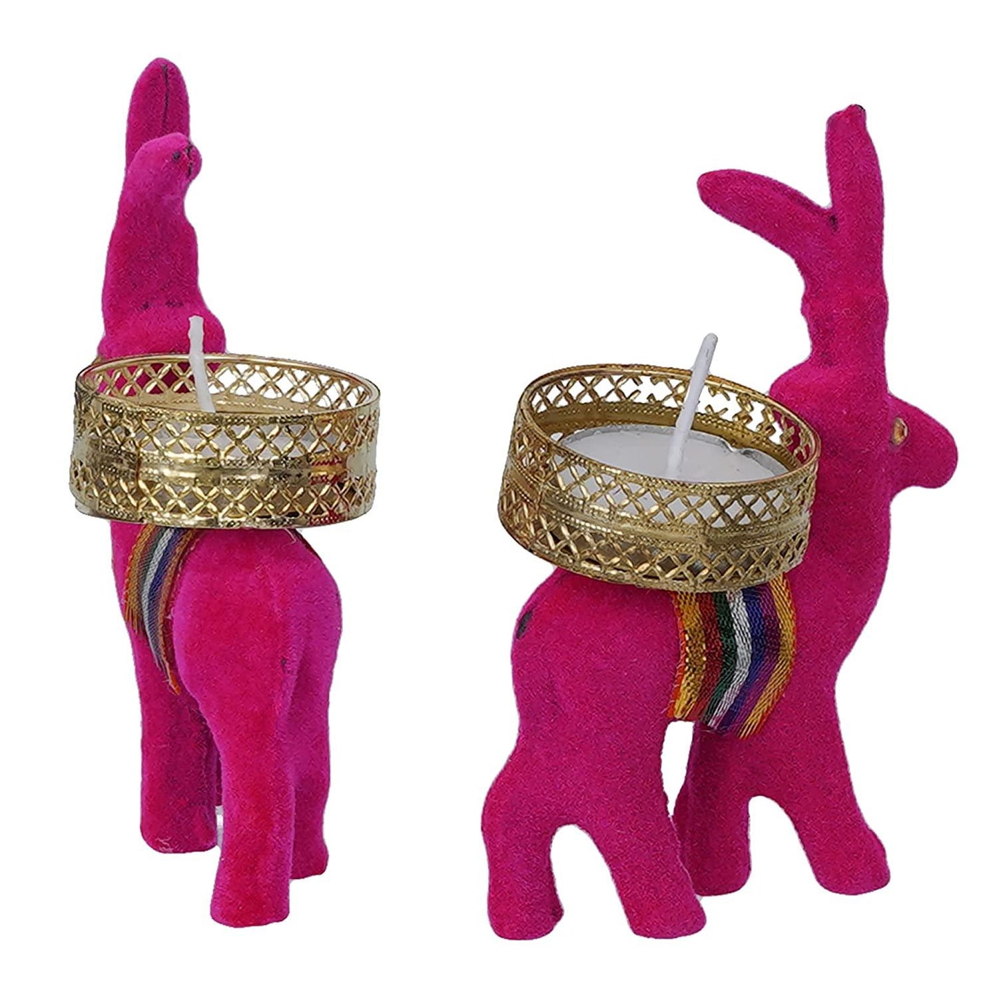 Webelkart Cute Christmas Reindeer Tealight Candle Holder - 2 pc (Pink) Reindeer Shaped tealight Holder, Diwali Gift, Diwali Lights, Diwali tealight