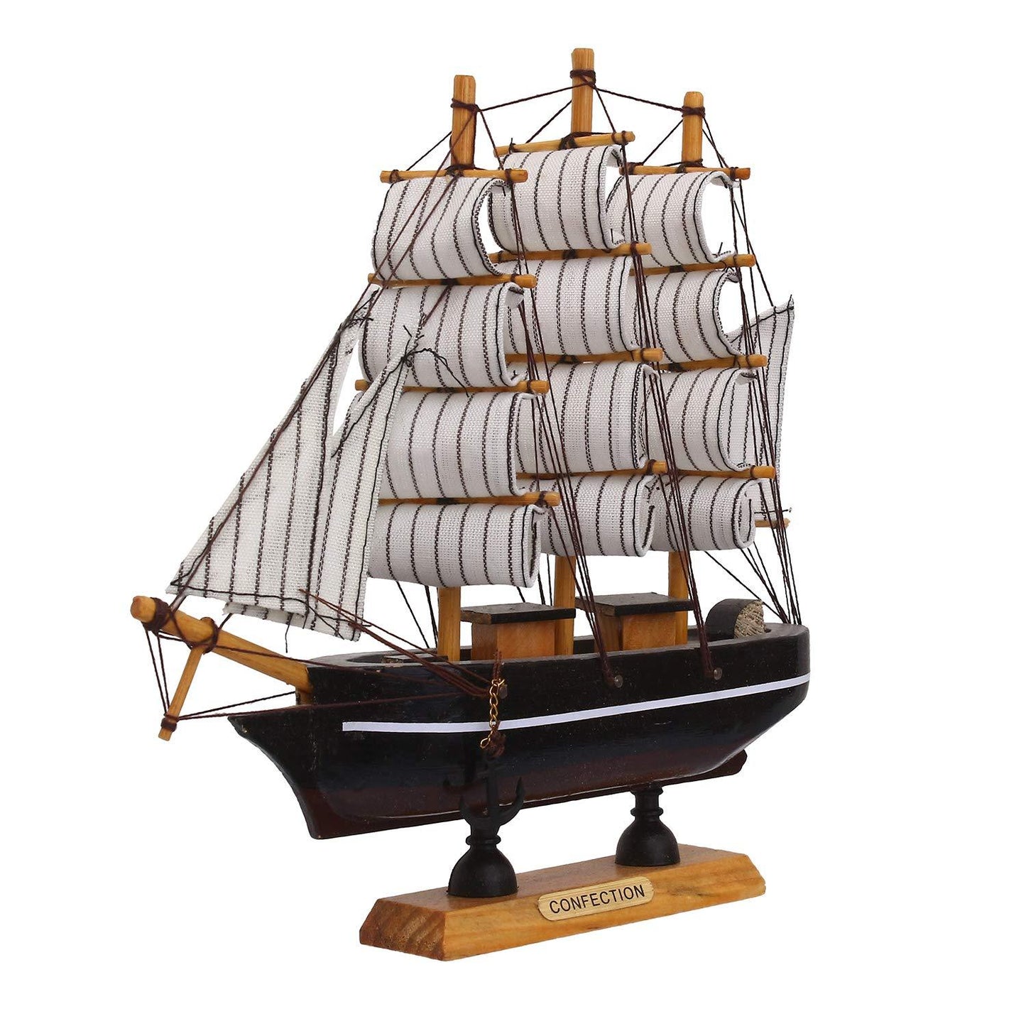 JaipurCrafts Wood, Paper Antique Lucky Decorative Sailing Ship Showpiece, 24 CM, Multicolour, 1 Piece
