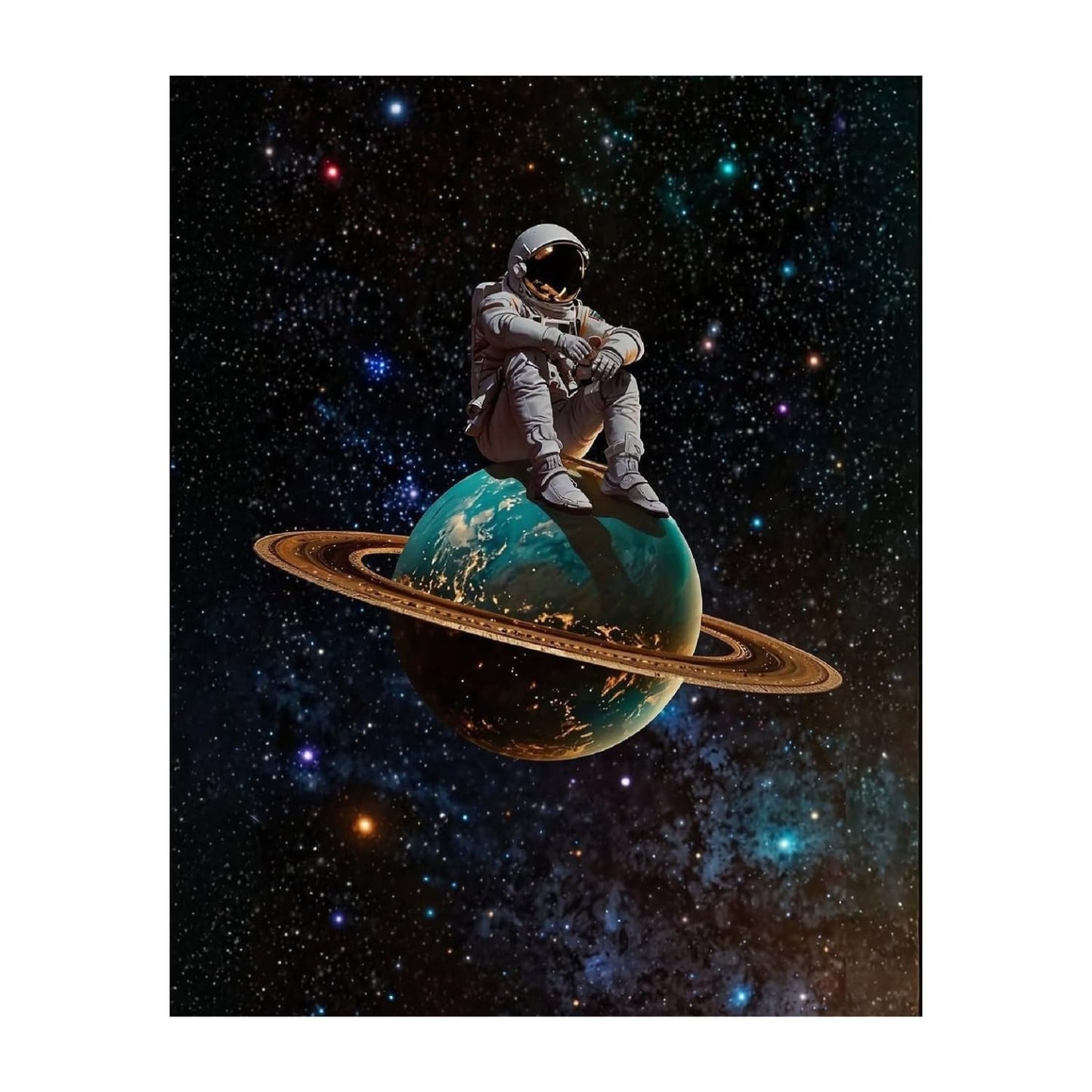 Webelkart Antique Wooden Canvas Astronaut Print Wall Painting For Wall Decor/Wall Art Print for Living Room/Home Decoration Gift Item, Wall Painting (19 x13 Inches)