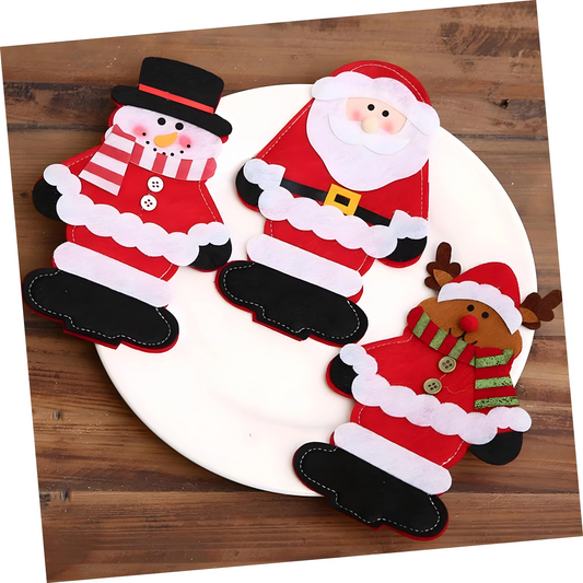 set of 3 Pcs Christmas Cutlery Holder