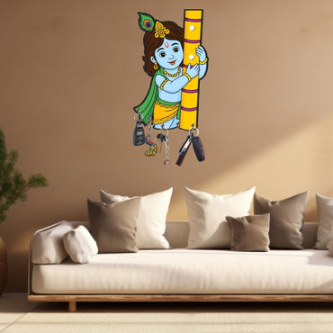 Webelkart Cute Printed Wooden Key Holder for Home/Office Decor/Key Hanger for Wall Decor,Decorative Item for Home, Key Chain Holder for Wall (12x7 Inches)