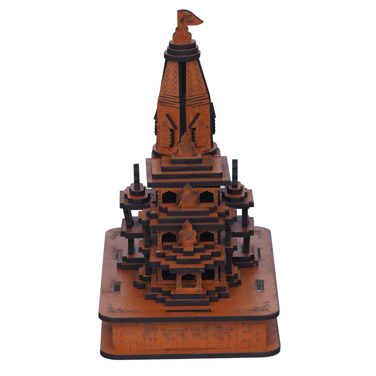 Webelkart Premium Ram Mandir Ayodhya Temple Plywood Mandir Pooja Room Home Decor Office/Home Temple Wooden (7" Inches) Wood Color