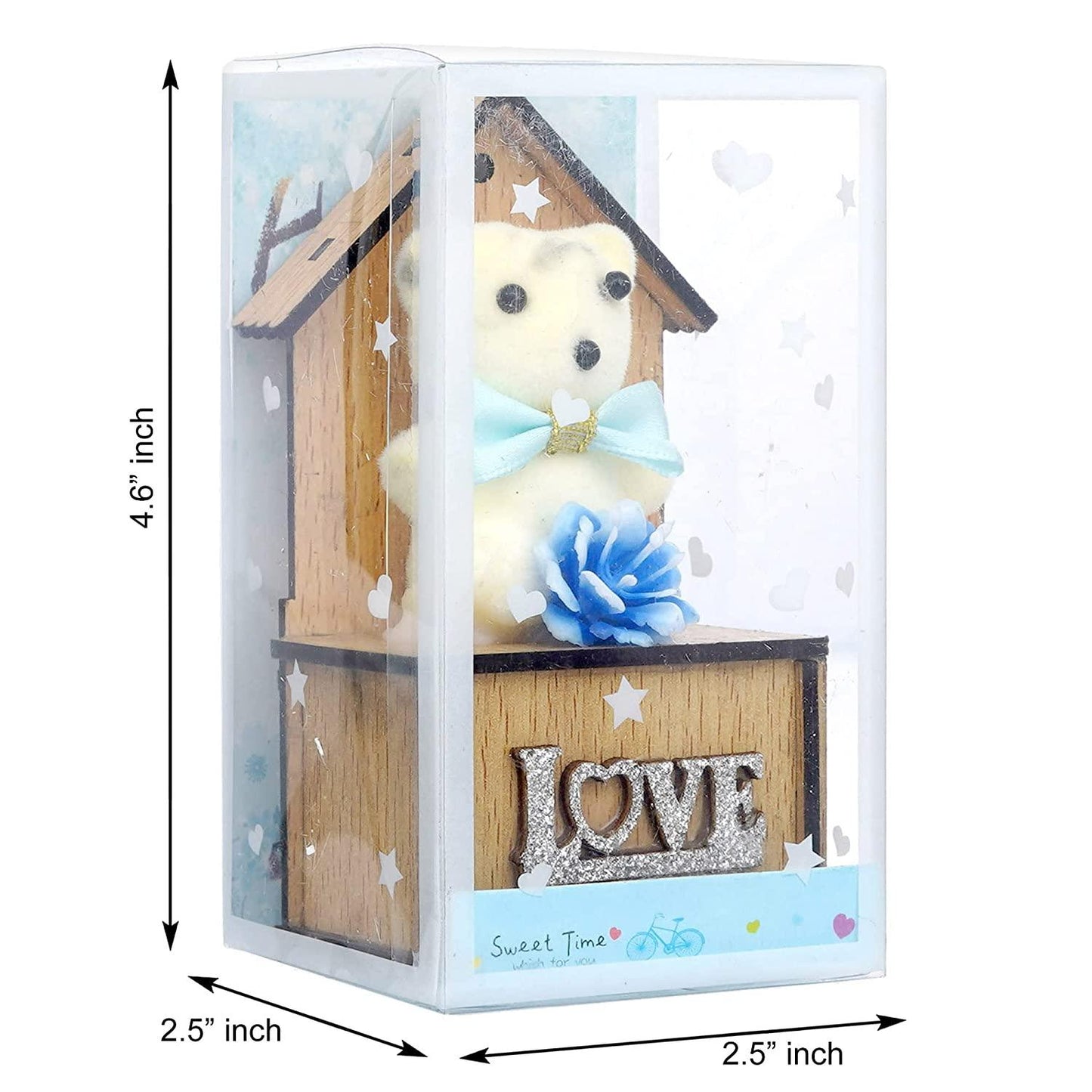 Webelkart® Premium Love Teddy Bear On Wood Stand Gift Box- Valentine Gift for Girlfriend/Boyfriend-Valentine Gift for Couples (Sky Blue)