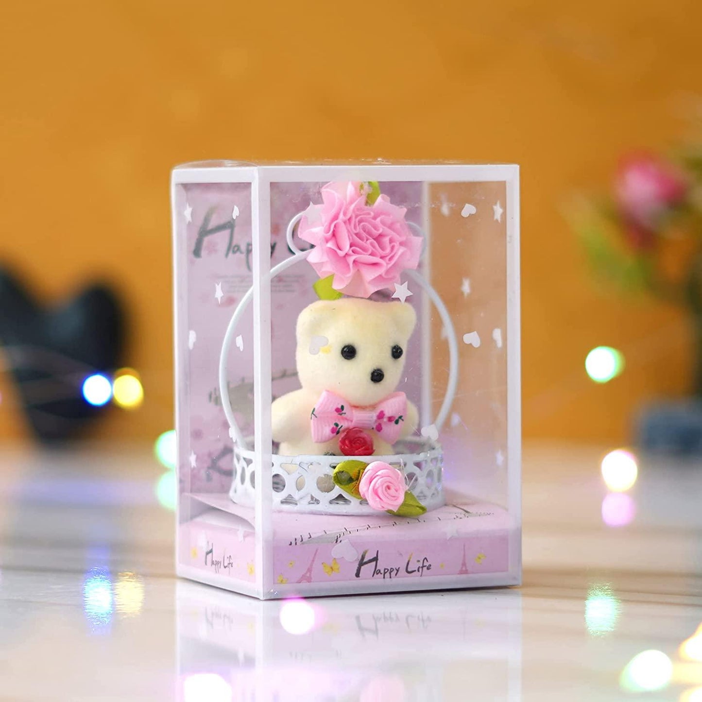 Webelkart®️ Exclusive Cute Little Teddy Sitting in Basket Showpiece for Her / Girlfriend / Wife / Fiancee / Valentines Day (Pink)