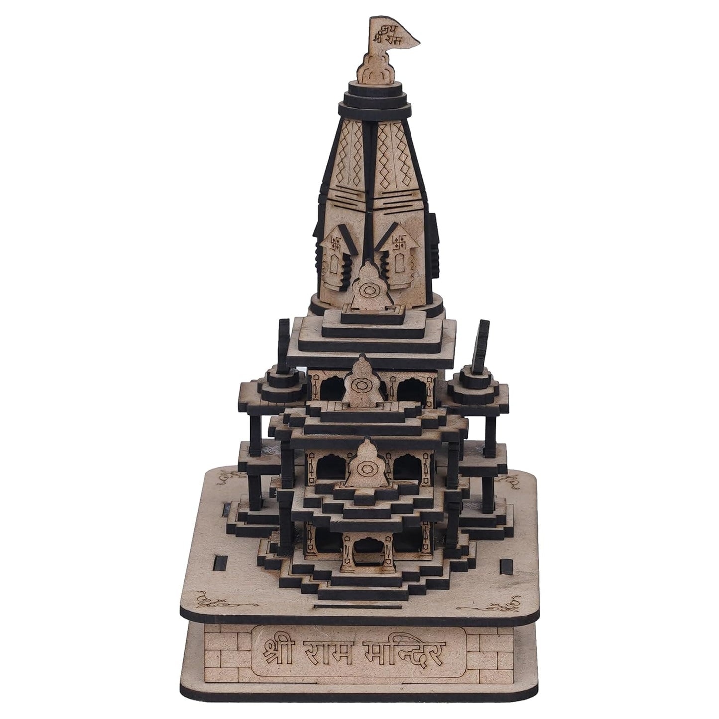 Webelkart Premium Ram Mandir Ayodhya Temple Plywood Mandir Pooja Room Home Decor Office/Home Temple Wooden Ram Mandir (7" Inches) Brown Color