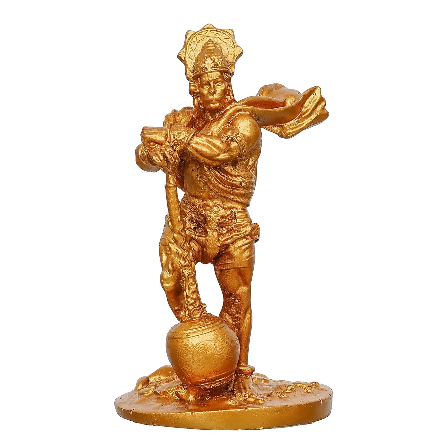 Webelkart Premium Resin Gold Lord Hanuman Ji/Balaji Ji/Bajrang Bali Idol Statue for Home/Office Decor,Hanuman Ji Murti for Puja Room, Hanuman Idol for car Dashboard (4.5" Inches)