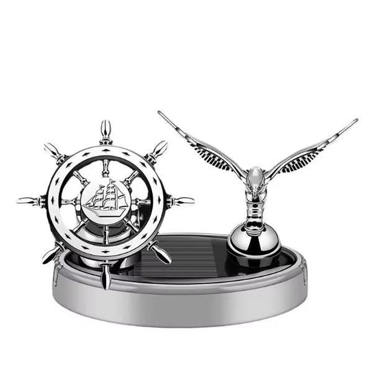 Sailor: Solar-Powered Rotating Car Air Freshener with Ship Steering Wheel & Anchor Design
