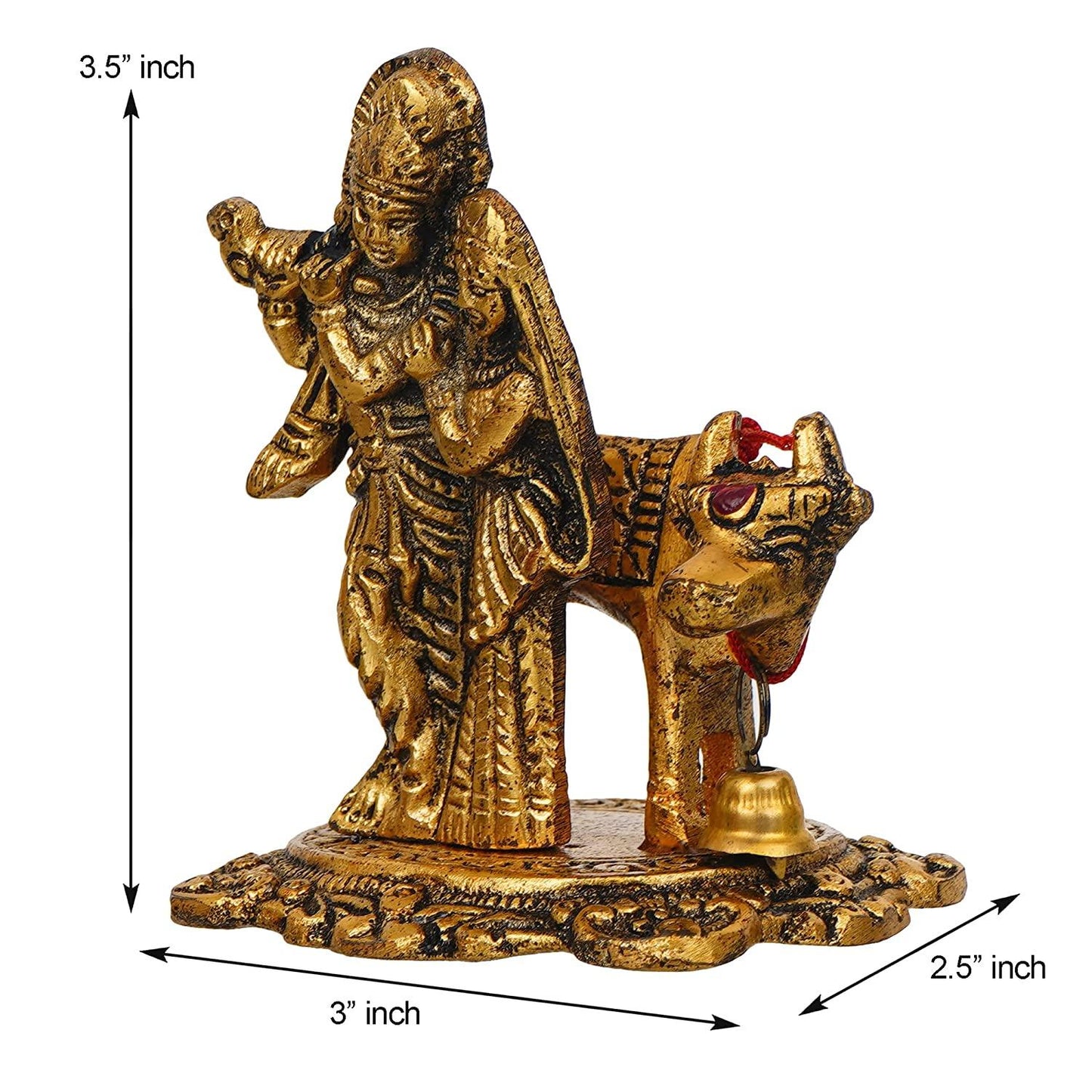 Webelkart Premium Metal Radha Krishna with Cow Showpiece for Home and Office Decor