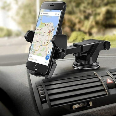Revolex: 360° Rotating Car Dashboard Mobile Holder with Strong Suction Cup & Quick Release Button