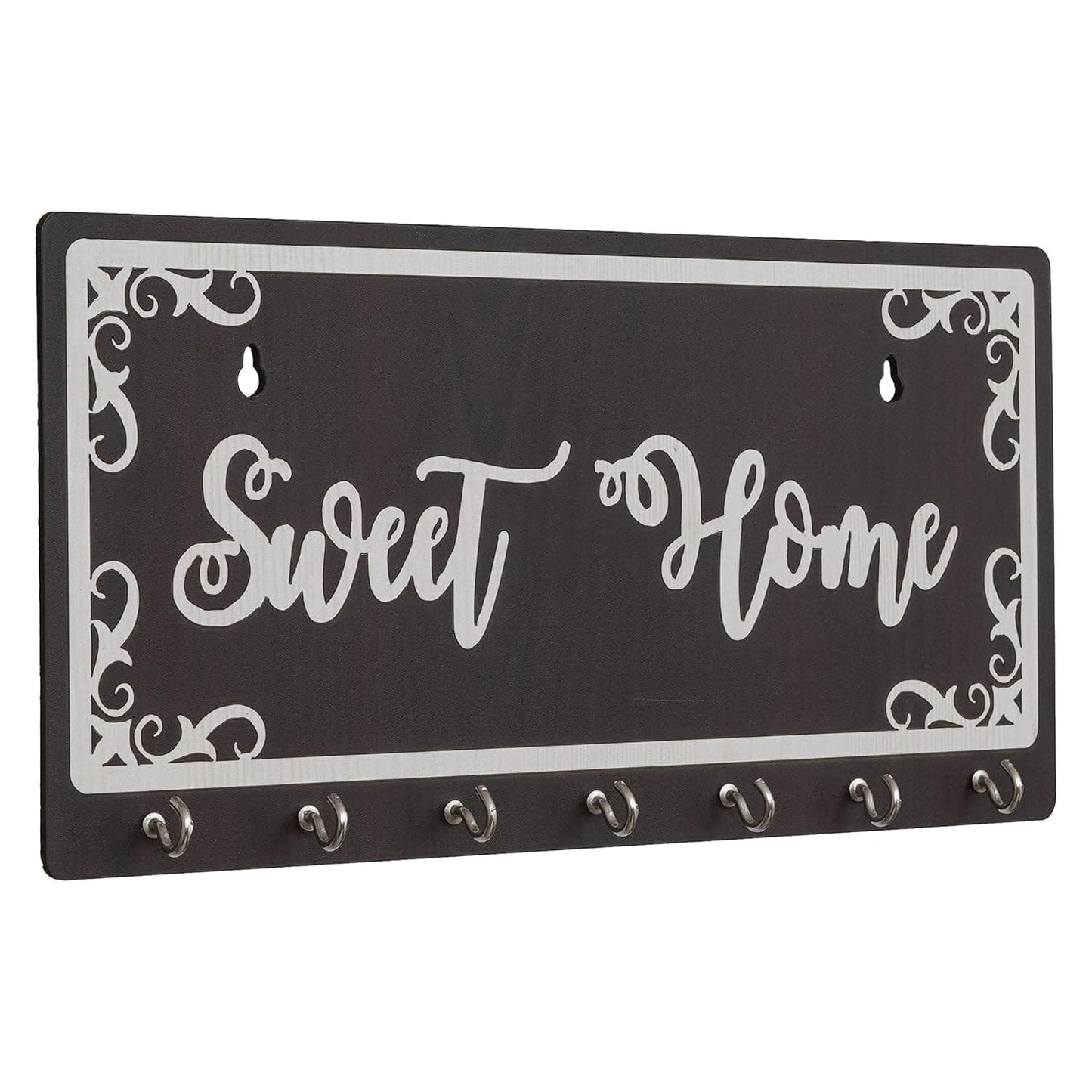 JaipurCrafts Premium Sweet Home Keys Wooden Key Holder with 7 Hooks (29.5 cm x 14.5 cm x 0.4 cm) Decorative Items for Home Decor