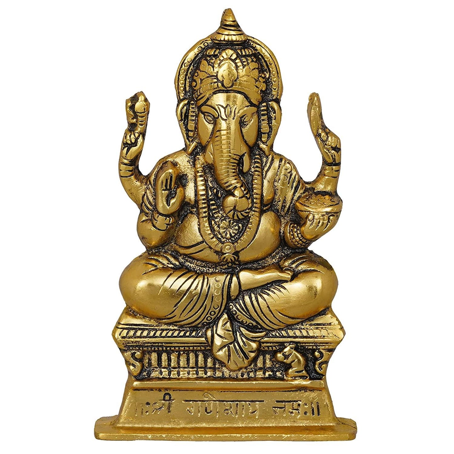 Webelkart Premium Metal Ganesha Idol for Home and Office Decor | Ganesha Idol for Car Dashboard ( 8.5 Inches)